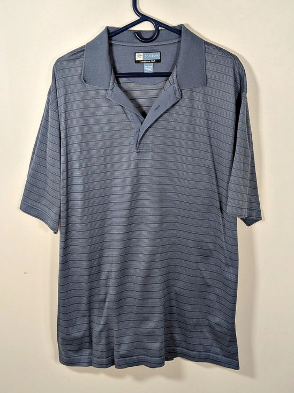 Jos A BANK Leadbetter Golf Polo Men's Geometric Golf Polo in Blue Like New